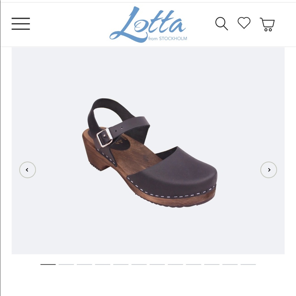 Lotta From Stockholm Black Leather Clog Sandal with Buckle Strap